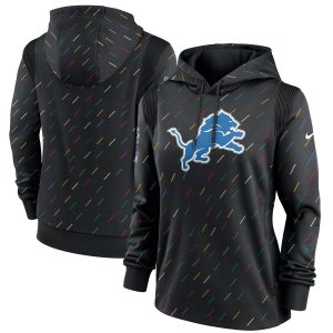 Detroit Lions Women's Anthracite F4189143 Nike 2021 NFL Crucial Catch Therma Pullover Hoodie